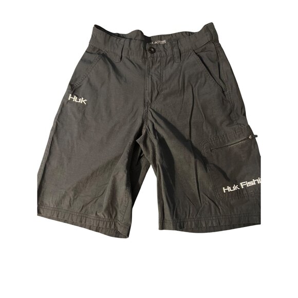 Huk Mens Performance Fishing Shorts Cargo Black Pockets Utility Zippers Sz Small - Picture 1 of 5